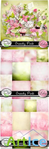 Scrap Set - Greedy Pink PNG and JPG Files