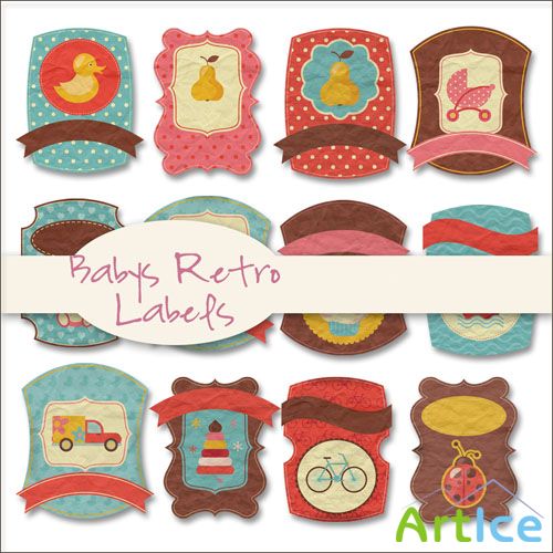 Babys Retro Labels PNG Files