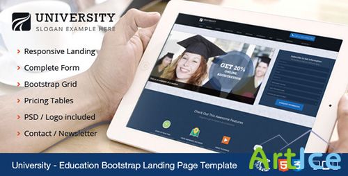 ThemeForest - University Responsive Bootstrap Landing Template - RIP