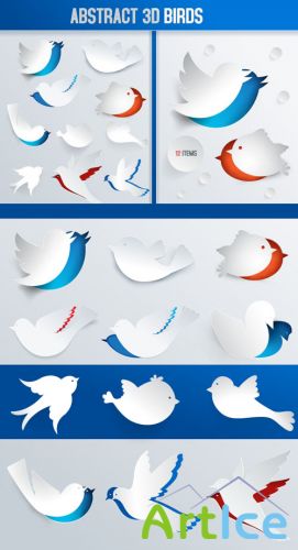Designtnt - Abstract 3D Birds Set 1