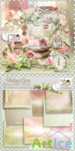 Scrap Kit - Vintage Love PNG and JPG Files