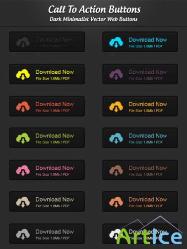 Dark Vector Call to Action Buttons PSD Template