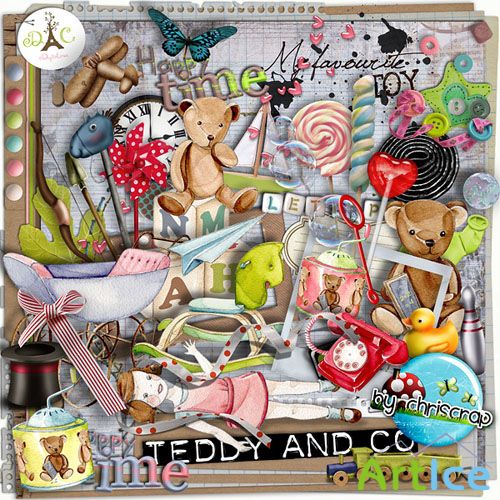 Scrap Set - Teddy and Co PNG and JPG Files