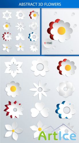 Designtnt - Abstract 3D Flowers Set 1