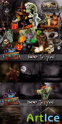 Scrap Set - Boo To You!!! PNG and JPG Files