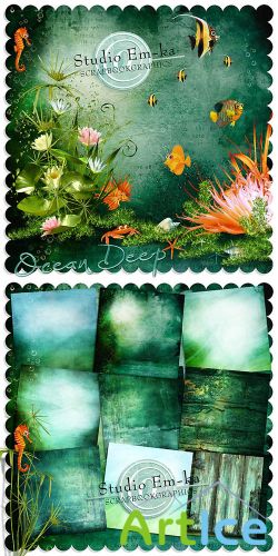 Scrap Set - Ocean Deep PNG and JPG Files