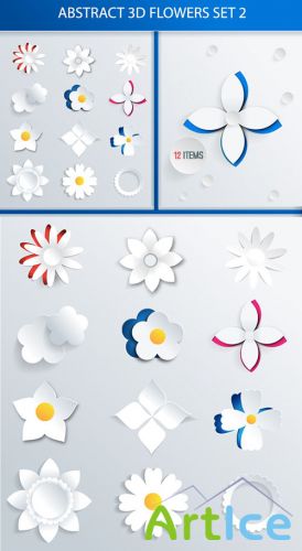 Designtnt - Abstract 3D Flowers Set 2