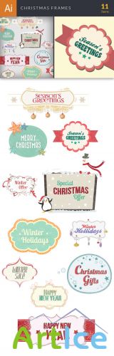 Vector Christmas Frames Set - Winter Elements