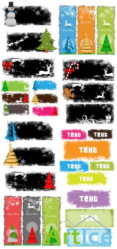 Grunge Christmas Vector Banners Set