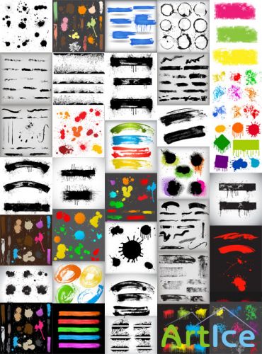 Grunge Splatters and Splashes Vector Set