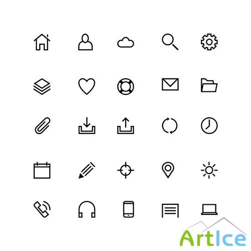 25 Line PSD and PNG Icons
