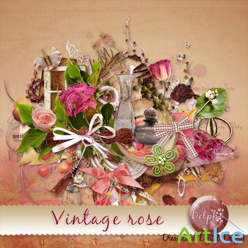 Scrap Set - Vintage Rose PNG and JPG Files