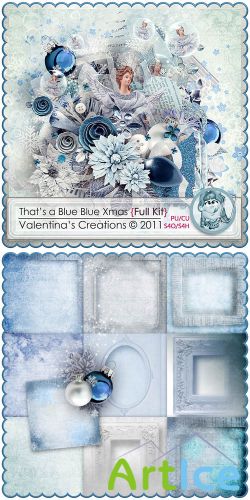 Scrap Kit - Thats Blue Blue Xmas PNG and JPG Files