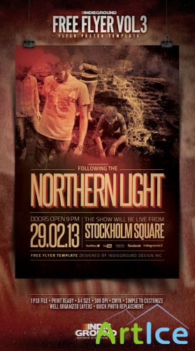 Indieground Party Flyer/Poster PSD Template #3