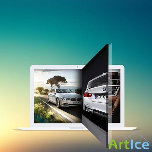 3D Website Display Mockup Template PSD