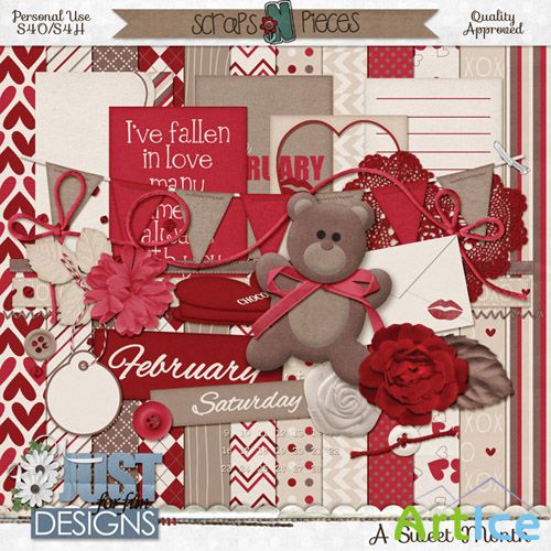 Scrap Set - A Sweet Month PNG and JPG Files