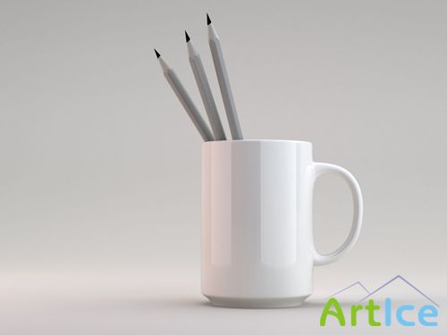 Mug with Pencils Mock up
