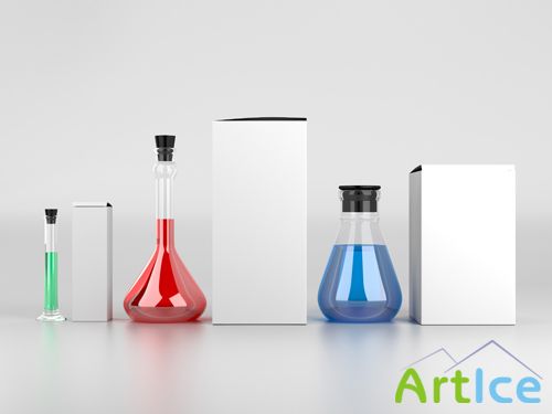 PSD - 3 Color Bottles Mock-up