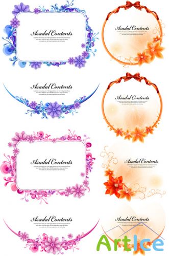 Vector Spring Floral Frames Set