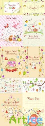 10 Happy Easter Illustrations Vector Volume 1