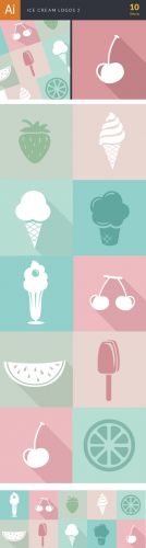 Ice Cream Logos Vector Elements Set 2