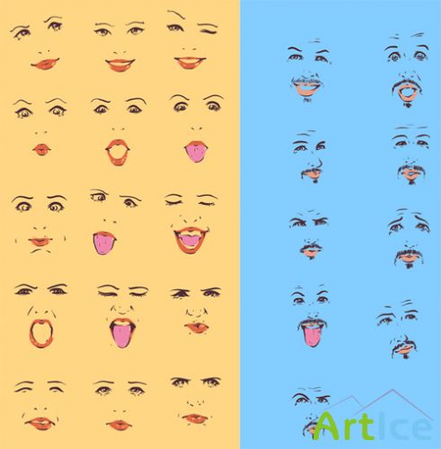 Vector Male and Female Expressions