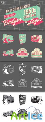 Creativemarket - 1950s Storefront - Badges and Logos