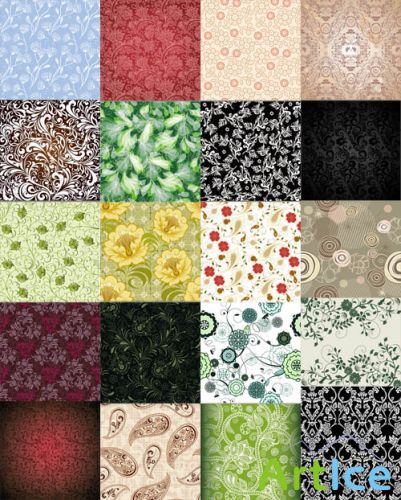 Floral Vector Seamless Patterns