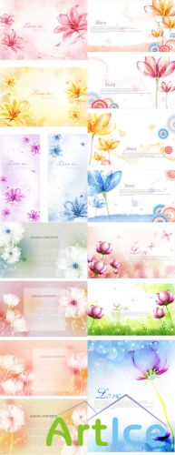 Vector Backgrounds - Fantasy Love Flowers