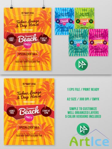 CreativeMarket - Summer beach party poster template