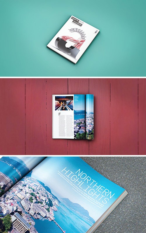 3 Magazine Mock up Templates PSD