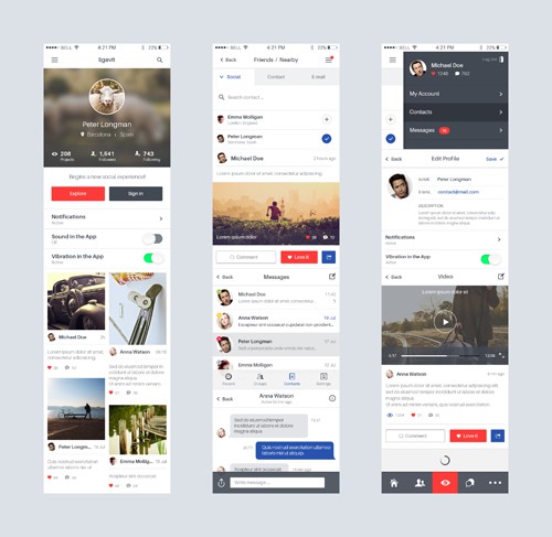 Ligavit iPhone App UI Kit PSD