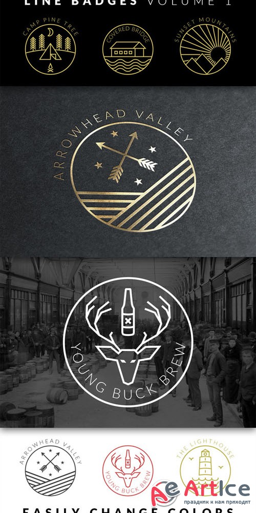 CreativeMarket - Line Badges - Volume 1