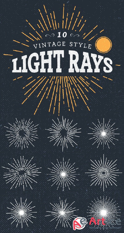 10 Vintage Light Ray Style Vector Illustrations