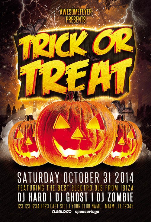 Trick Or Treat Halloween Party Flyer Template