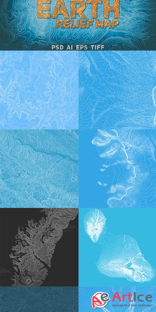 CreativeMarket - 20 Abstract Earth Relief Maps