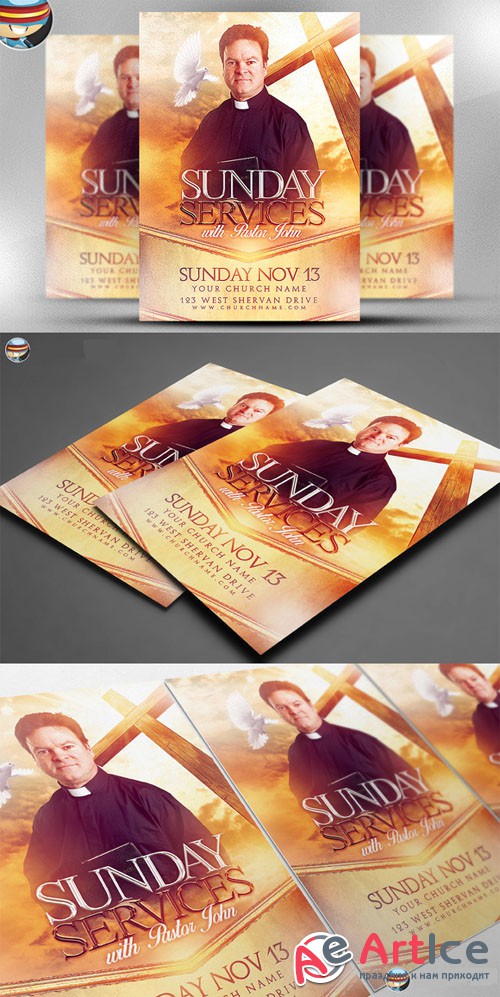 CreativeMarket - Sunday Service Flyer Template