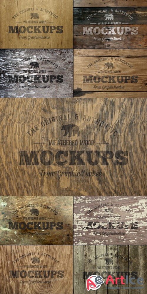 CreativeMarket - 15 Weathered Wood Texture Mock-Ups