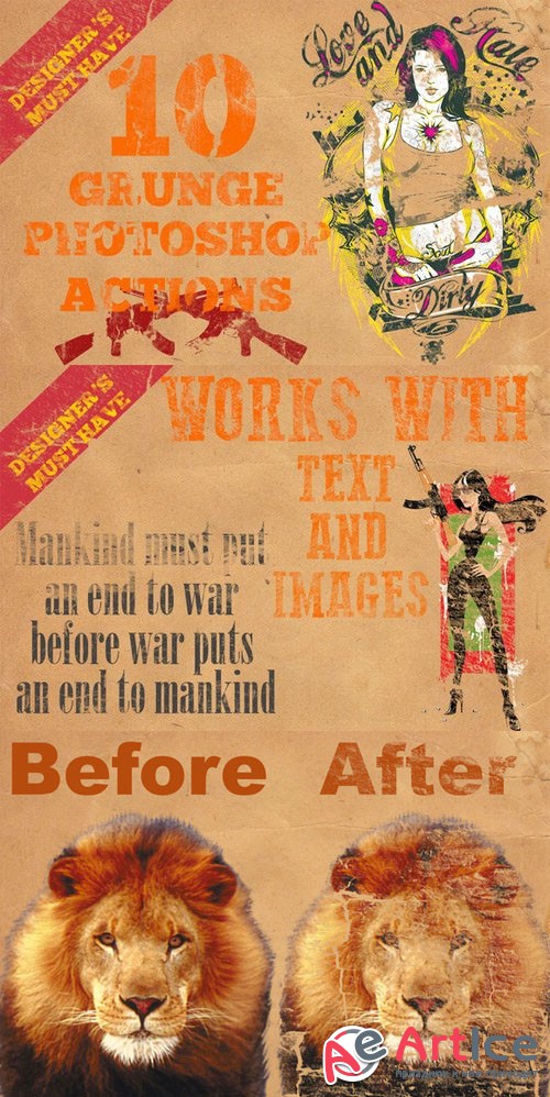 10 Grunge Photoshop Actions - CreativeMarket