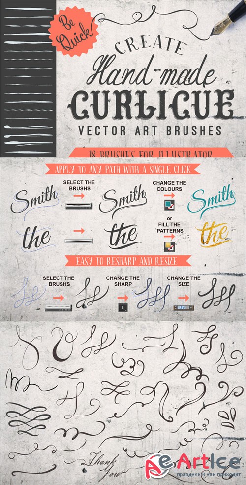 Creativemarket - 18 Curlicue Brushes 101067