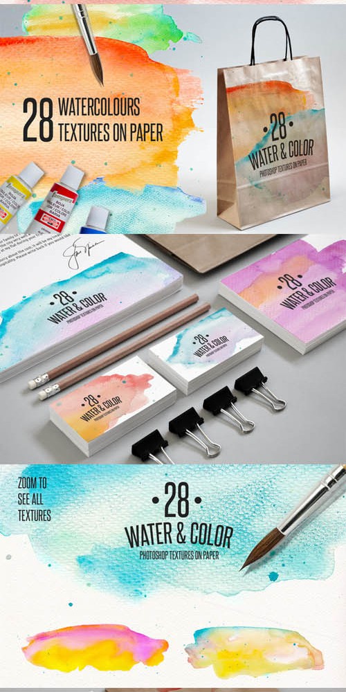 28 PSD Water and Color Textures on Paper