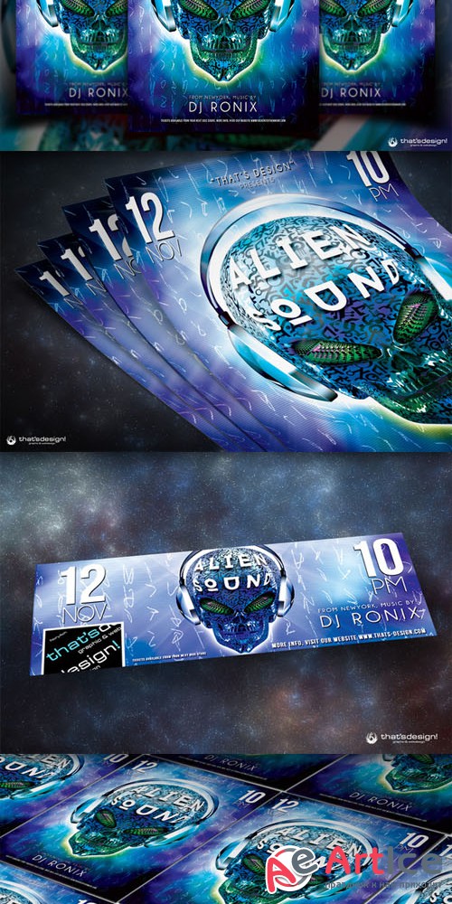 Alien Sound Flyer Template - Creativemarket 88575