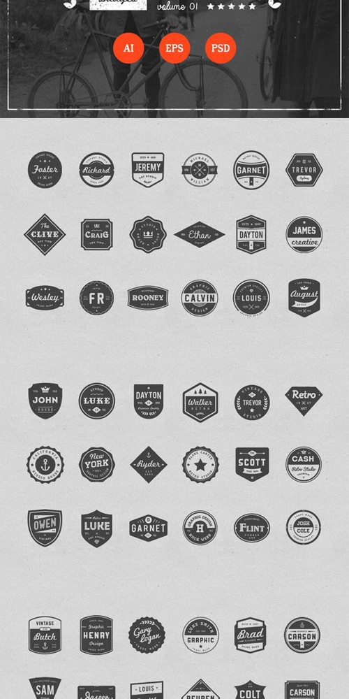 50 Retro Badges