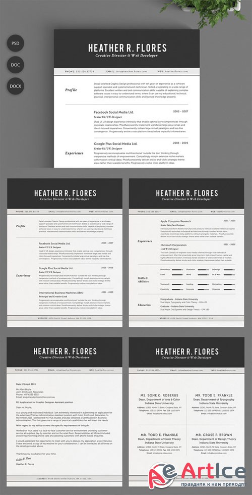 2 Pages Resume Set | CV Template - CM 132119