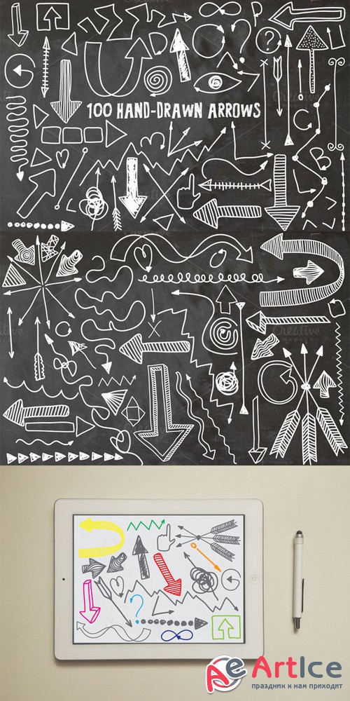 100 Hand drawn arrows - Creativemarket 79197