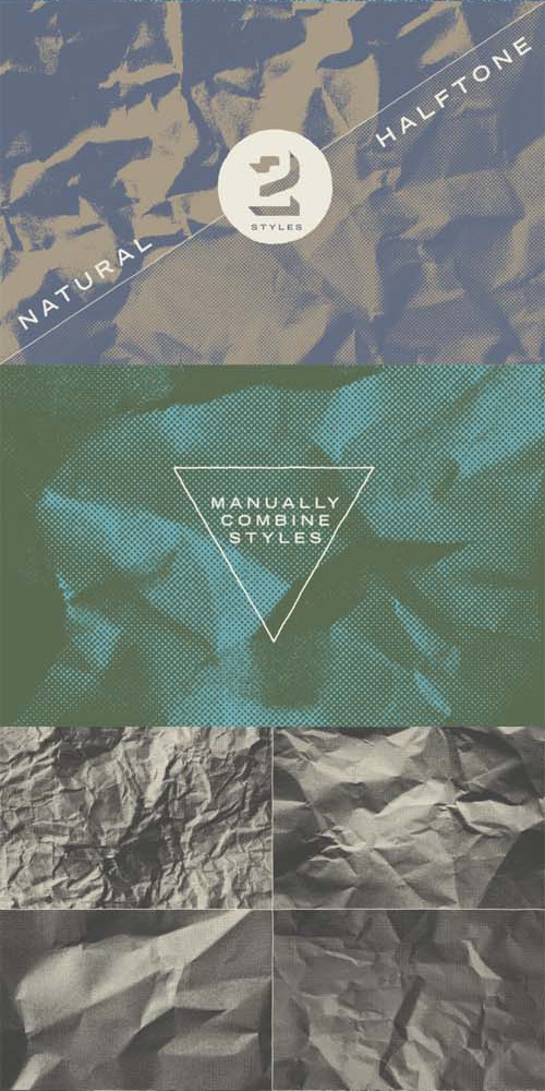 Vector 15 Crumpled Paper Halftone Textures