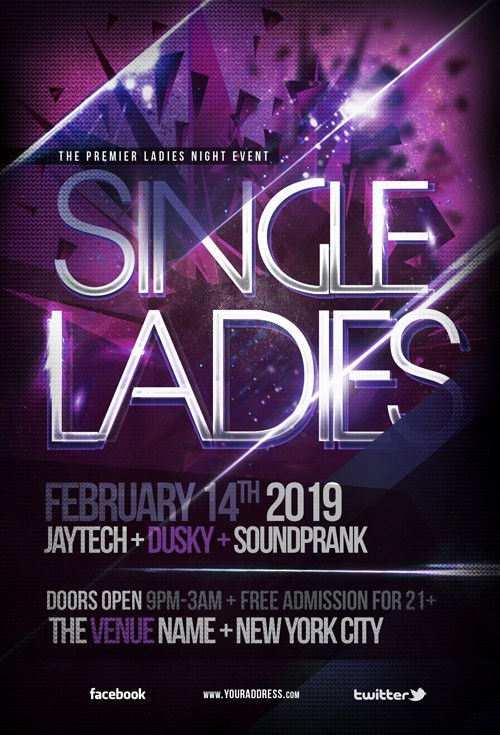 Flyer Template PSD - Single Ladies 