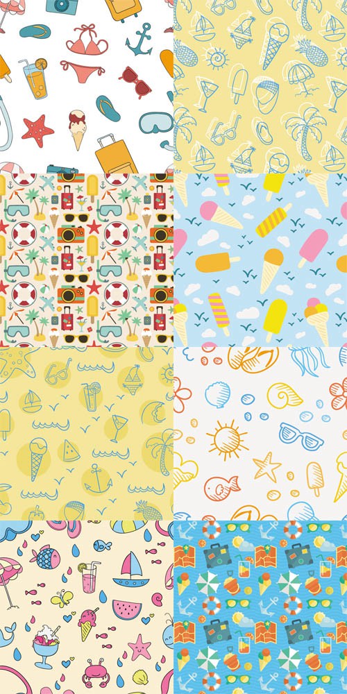 Vector Set - 8 Summer Patterns
