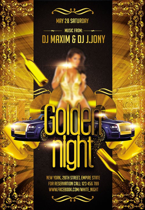 Flyer PSD Template - Golden Night 2 FB Cover