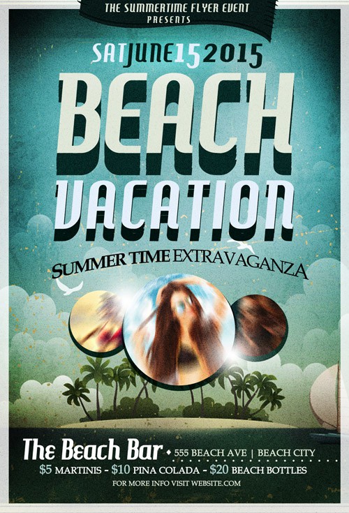 Flyer Template PSD - Beach Party Retro 